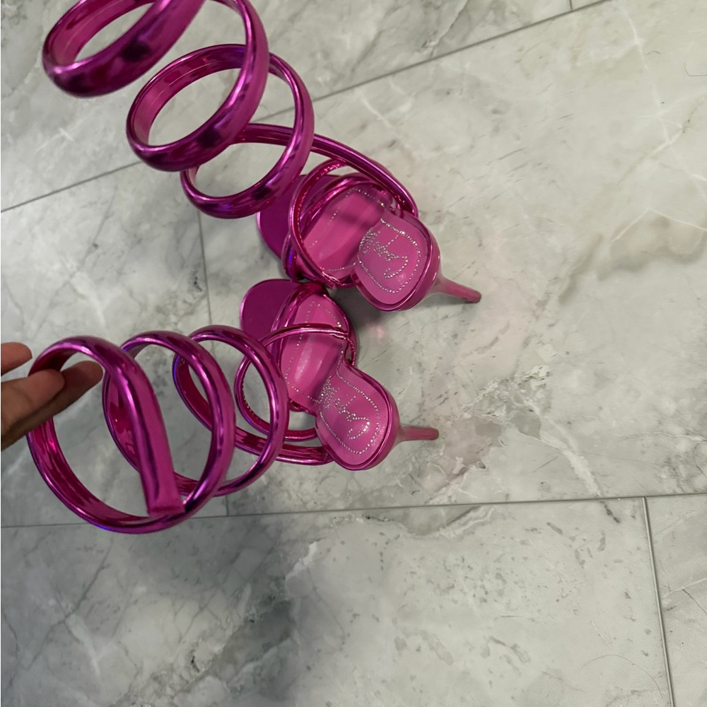 Cape Robbin Metallic Pink Wrap Around Heels - Picture 6 of 6